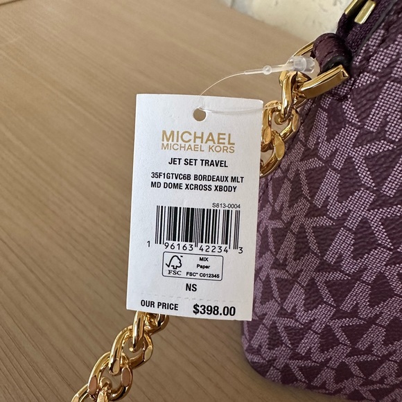MICHAEL KORS JET SET TRAVEL DOME CROSSBODY SHOULDER BAG MK BORDEAUX MULTI - Picture 7 of 8